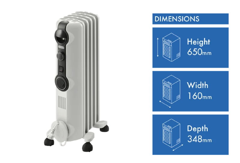 DeLonghi 1000W Radia S Oil Column Heater with Timer