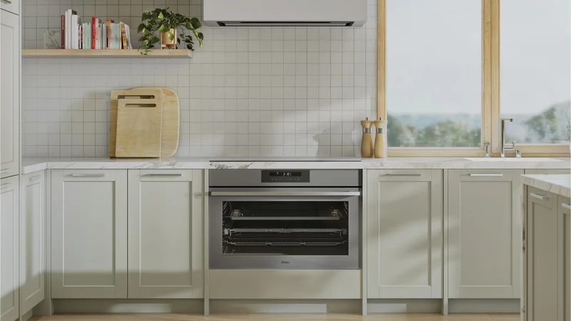 Haier 500 Series 90cm Electric Oven, 16 Functions, AIrfry, Steam Assist, Grey