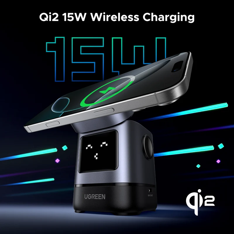 UGREEN UNO 2-in-1 Qi2 15W Wireless Charger