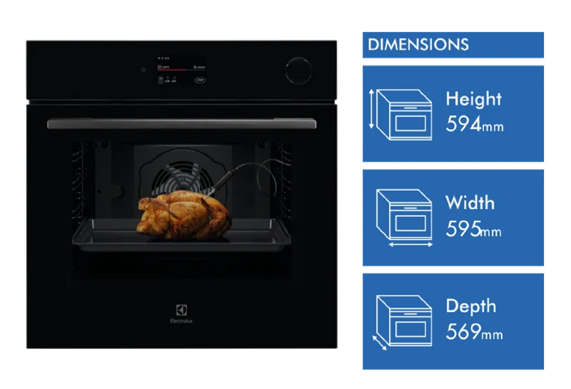 Electrolux 60cm Pyrolytic Oven with Added Steam and Food Probe, 22 Function, Black - 700 Series