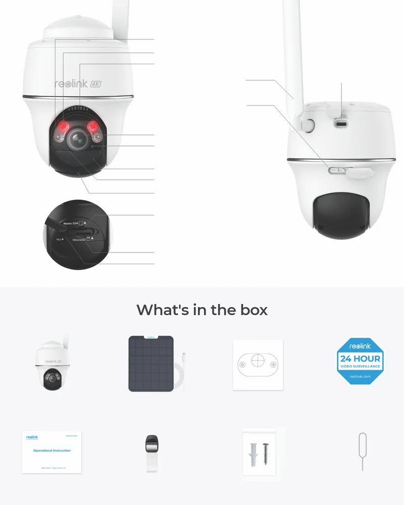 Reolink Go Ultra 4K 4G Pan Tilt Wireless Security Camera + Solar Panel