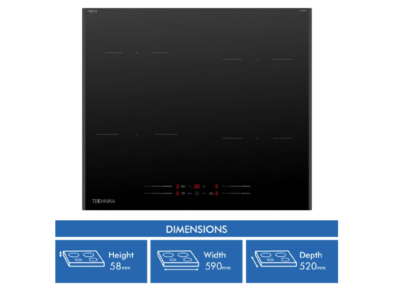 Technika 60cm 4 Zone Touch Control Power Shift Induction Cooktop