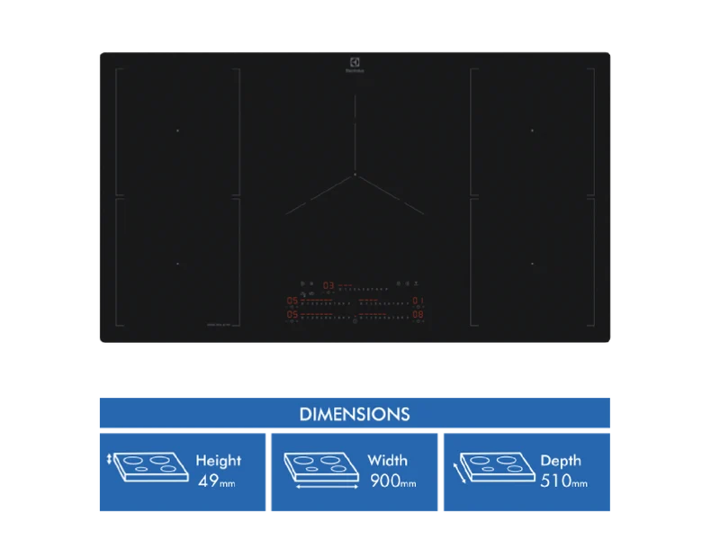 Electrolux 90cm 5 Zone Induction Cooktop with SaphirMatt SE Surface, Matte Black - 800 Series