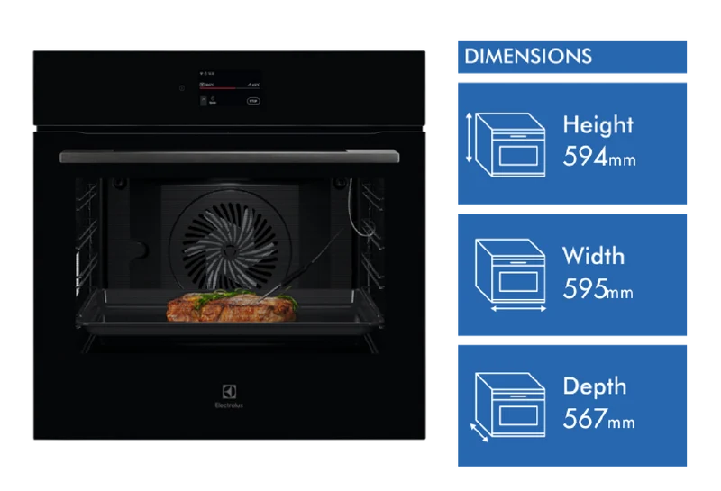 Electrolux 60cm Pyrolytic Oven with Food Probe, 21 Function, Black - 700 Series