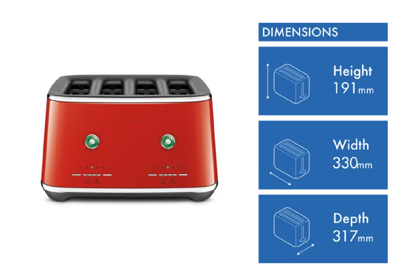 Breville The Eye Q 870 Auto 4 Slice Toaster Pomodoro Rosso