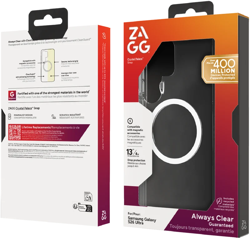 ZAGG Samsung Galaxy S26 Ultra Crystal Place Snap Case Clear