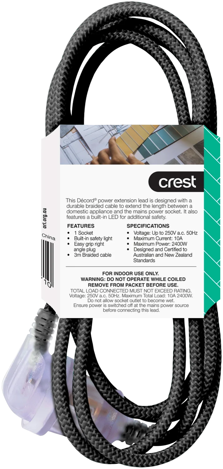 Crest Decord Braided Extension Lead 3m (Green)