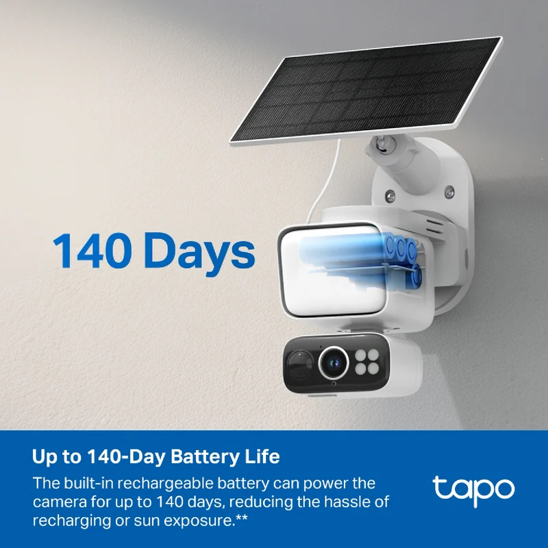 TP-LINK 2K Solar-Powered Floodlight Pan/Tilt Security Camera Kit