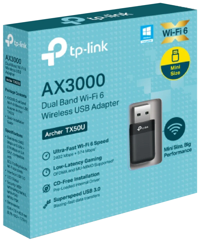TP-LINK AX3000 Dual Band Wi-Fi 6 Wireless USB Adapter