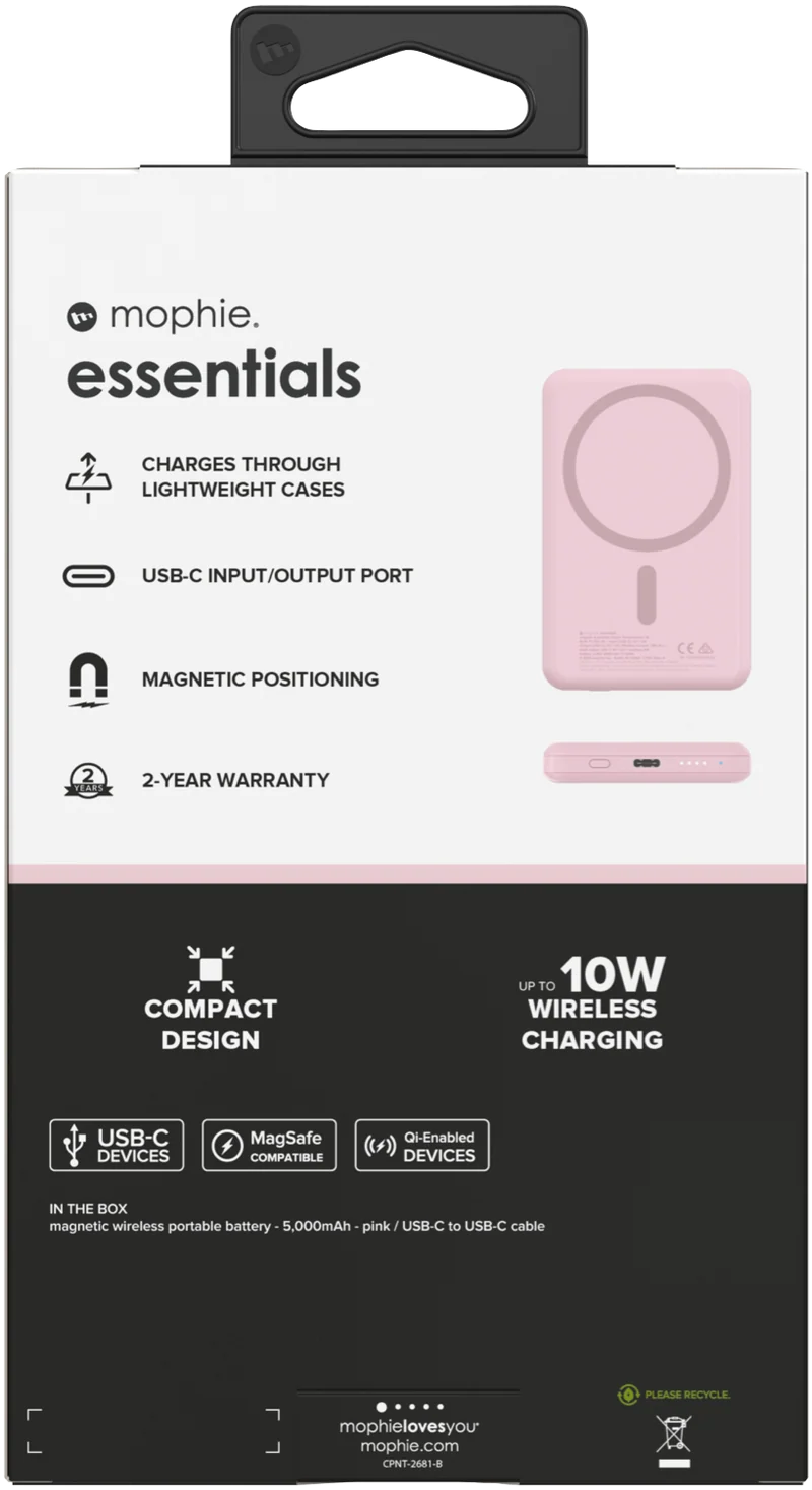 Mophie Essential Snap+ PowerStation 5K Pink