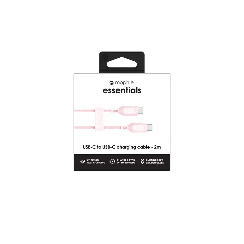 Mophie Essential USB-C-C Cable (60W) Braided 2M Pink
